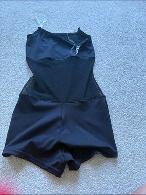 Varsity spirit Black Mesh Panel Romper Bodysuit